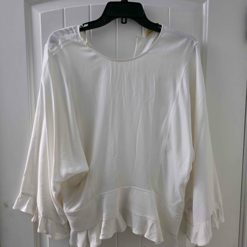 Etcetera Cream Blouse with Ruffle Hem